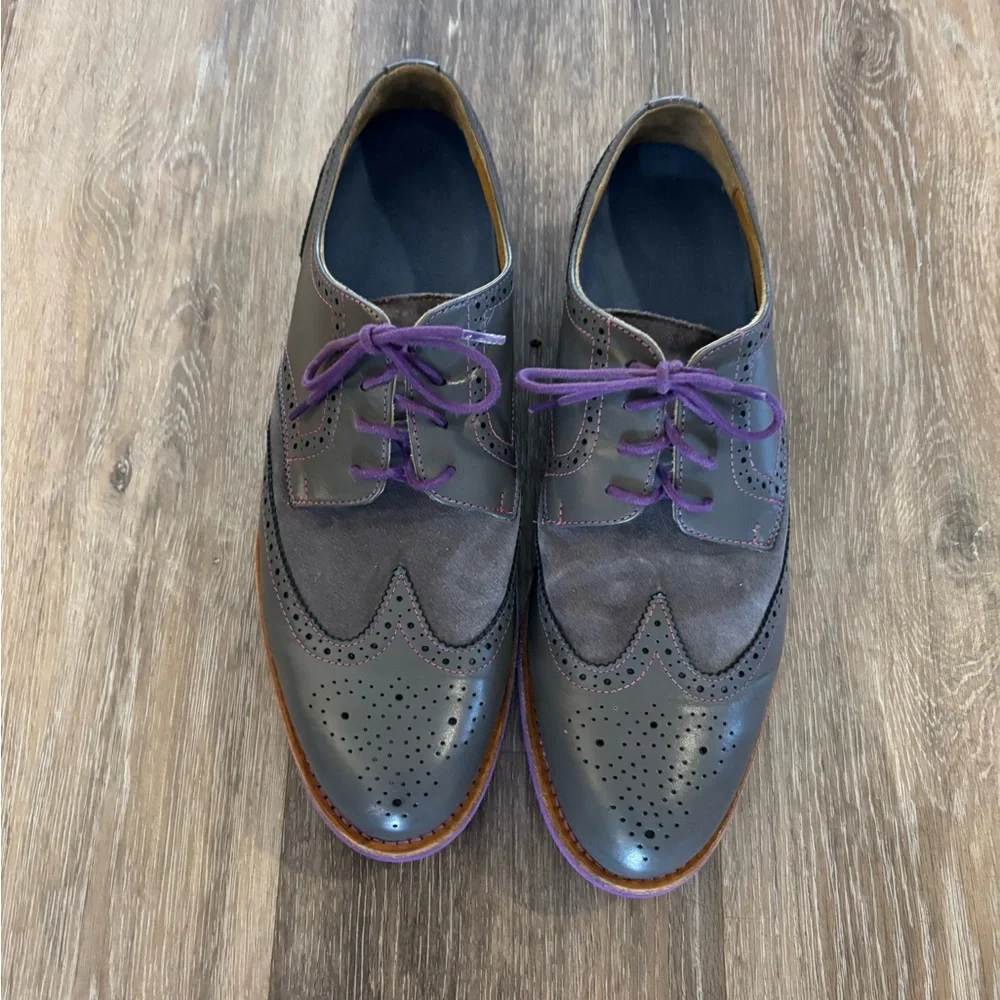 Bold Society by Soxy Gray and Purple Men's Wingtip Dress Shoes Sz 12